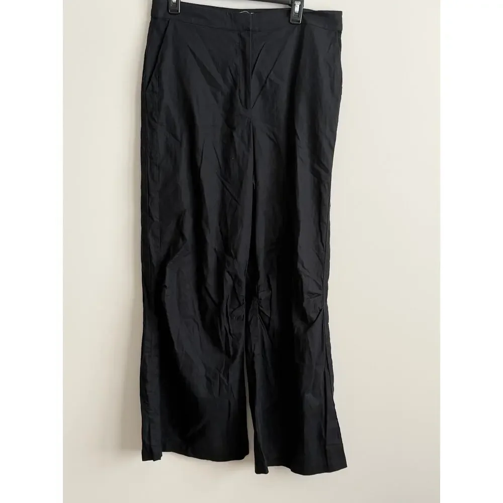Marcella Runa Linen Blend Wide Leg Pants Black Size Large
